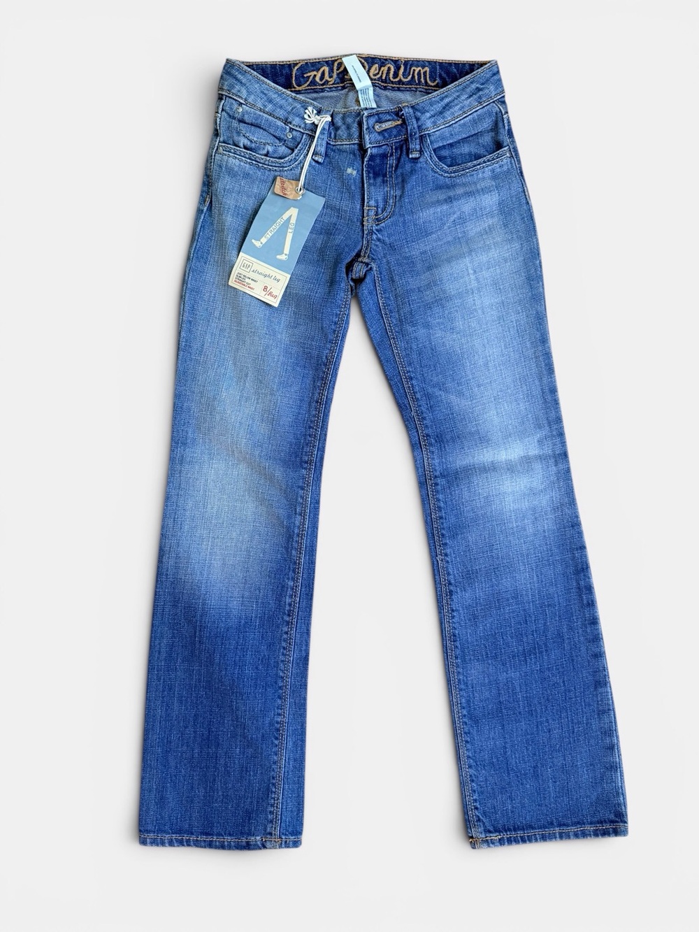 Gap Kids Straight Leg Jeans Girls Size 8 Regular NWT Medium Wash Adjustable